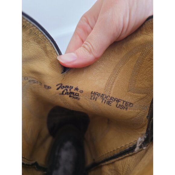 Tony Lama Y2060 Black Leather Embroidery Western Cowboy Pull On Mens Boots 11 D - Picture 8 of 12